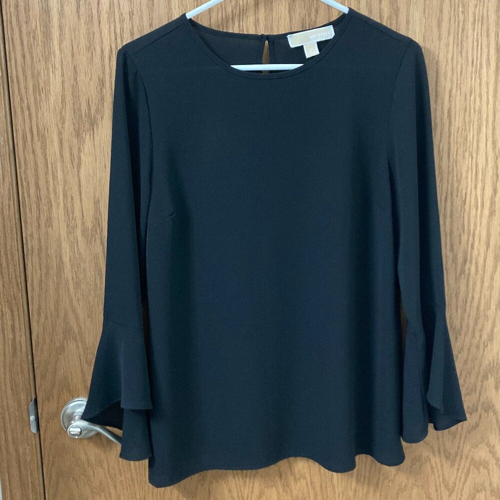 Michael Kors Black Long Bell Sleeve Blouse Top - M